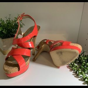 Jessica Simpson orange patent strappy heel